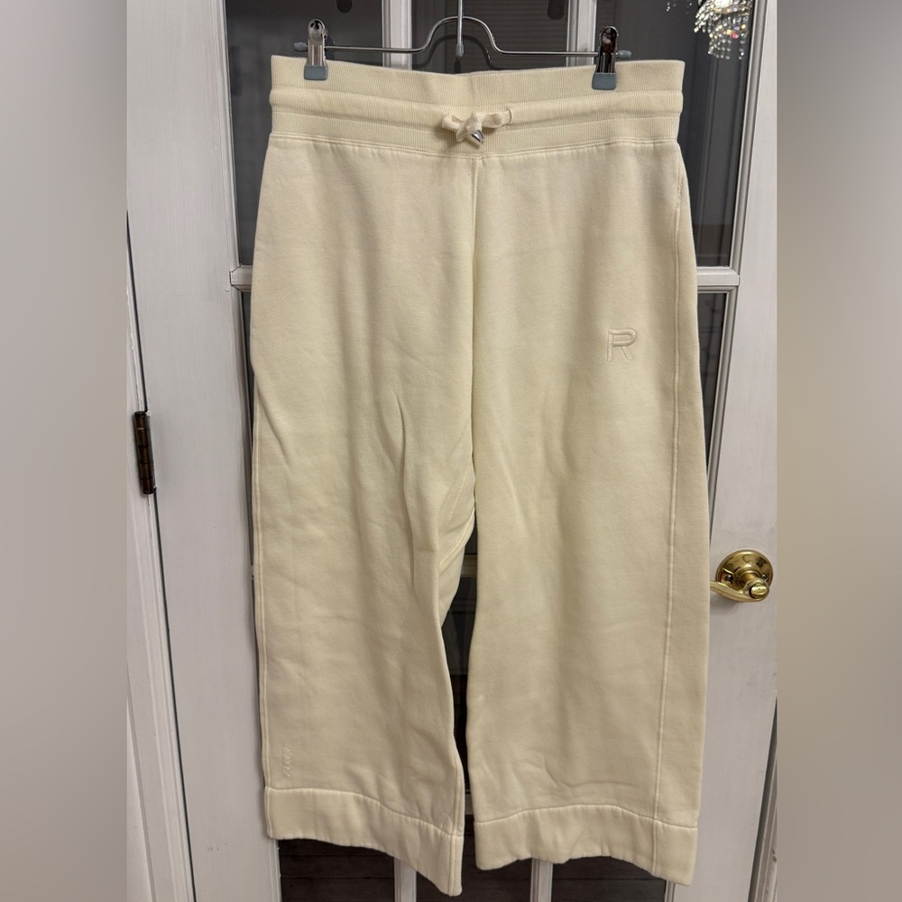 RAGDOLL Women’s Ivory Drawstring Wide Leg Sweatpants Size L
